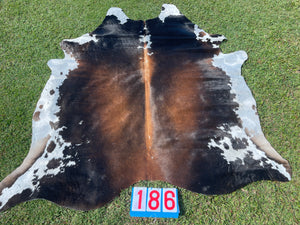 a186. Black White Red Cowhide