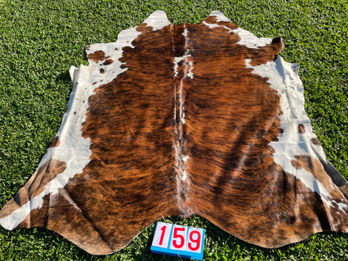 a159. Brindle White Belly Speckled Cowhide