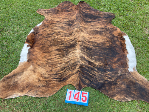 a145. Brindle White Belly Cowhide