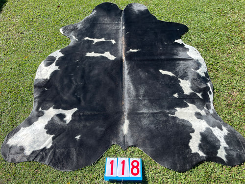 a118. Black White Reddish Cowhide