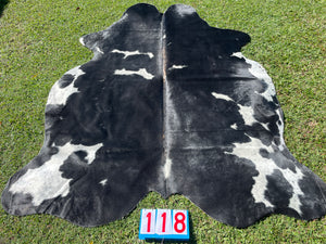 a118. Black White Reddish Cowhide