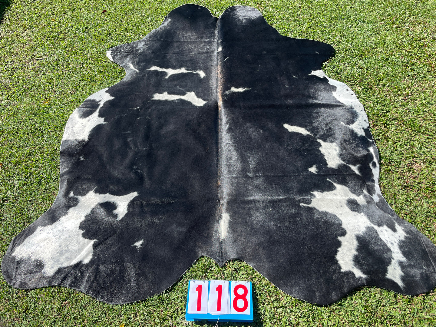 a118. Black White Reddish Cowhide