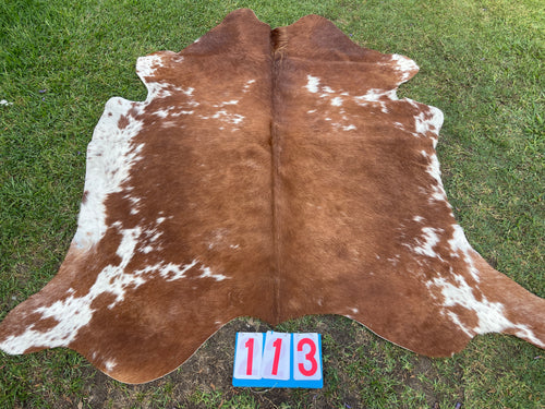 a113. Stunning Brown & White Cowhide