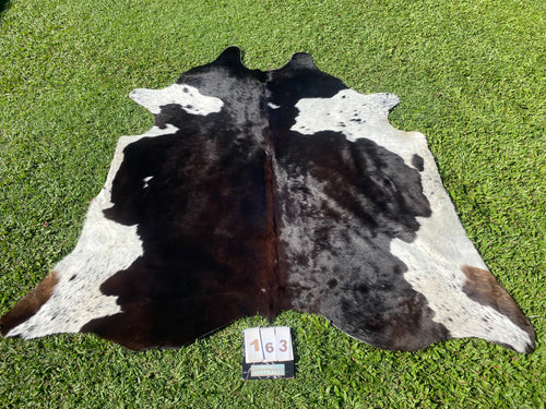 a163. Black White Speckled with Red Cowhide